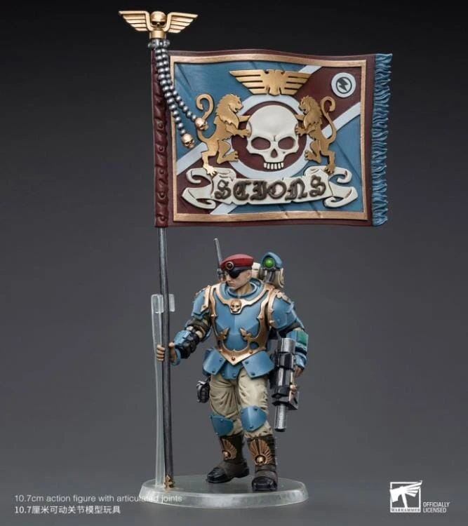Warhammer 40k Astra Militarum Tempestus Scions Command Squad 55th Kappic Eagles Banner Bearer 1/18 Scale Figure 4 Warhammer 40k Astra Militarum Tempestus Scions Command Squad 55th Kappic Eagles Banner Bearer 1/18 Scale Figure - Image 4