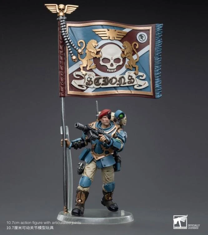 Warhammer 40k Astra Militarum Tempestus Scions Command Squad 55th Kappic Eagles Banner Bearer 1/18 Scale Figure 5 Warhammer 40k Astra Militarum Tempestus Scions Command Squad 55th Kappic Eagles Banner Bearer 1/18 Scale Figure - Image 5