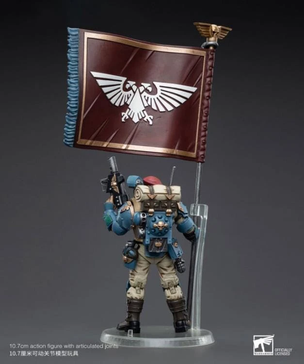 Warhammer 40k Astra Militarum Tempestus Scions Command Squad 55th Kappic Eagles Banner Bearer 1/18 Scale Figure 7 Warhammer 40k Astra Militarum Tempestus Scions Command Squad 55th Kappic Eagles Banner Bearer 1/18 Scale Figure - Image 7