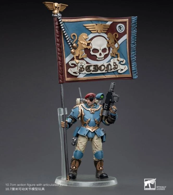 Warhammer 40k Astra Militarum Tempestus Scions Command Squad 55th Kappic Eagles Banner Bearer 1/18 Scale Figure 6 Warhammer 40k Astra Militarum Tempestus Scions Command Squad 55th Kappic Eagles Banner Bearer 1/18 Scale Figure - Image 6